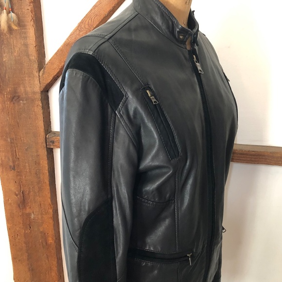 AX Armani Soft Leather Moto Cafe Jacket sz Small - Picture 3 of 13